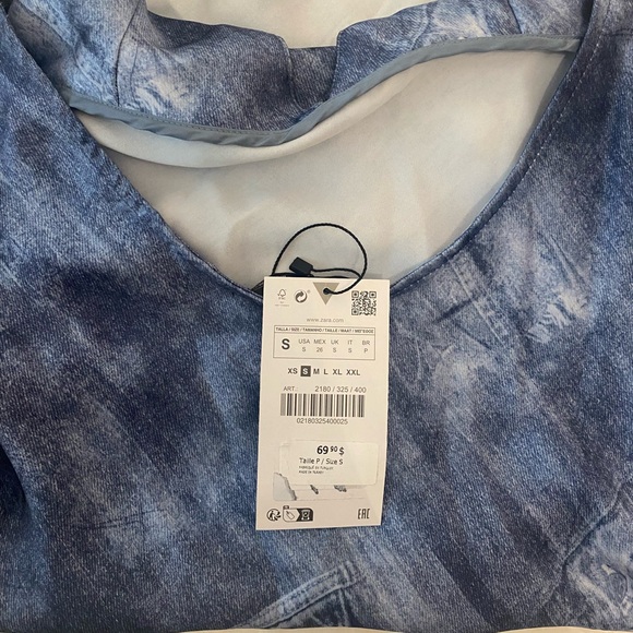 ZARA PRINTED SATIN EFFECT SLIP DRESS sz Small - Picture 6 of 7